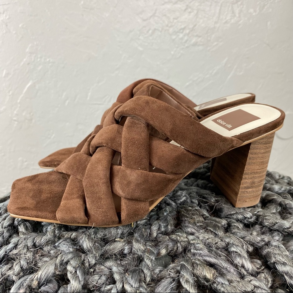 Dolce Vita Poira Sandal Heels in Espresso Suede square toe 7.5 - Picture 7 of 10